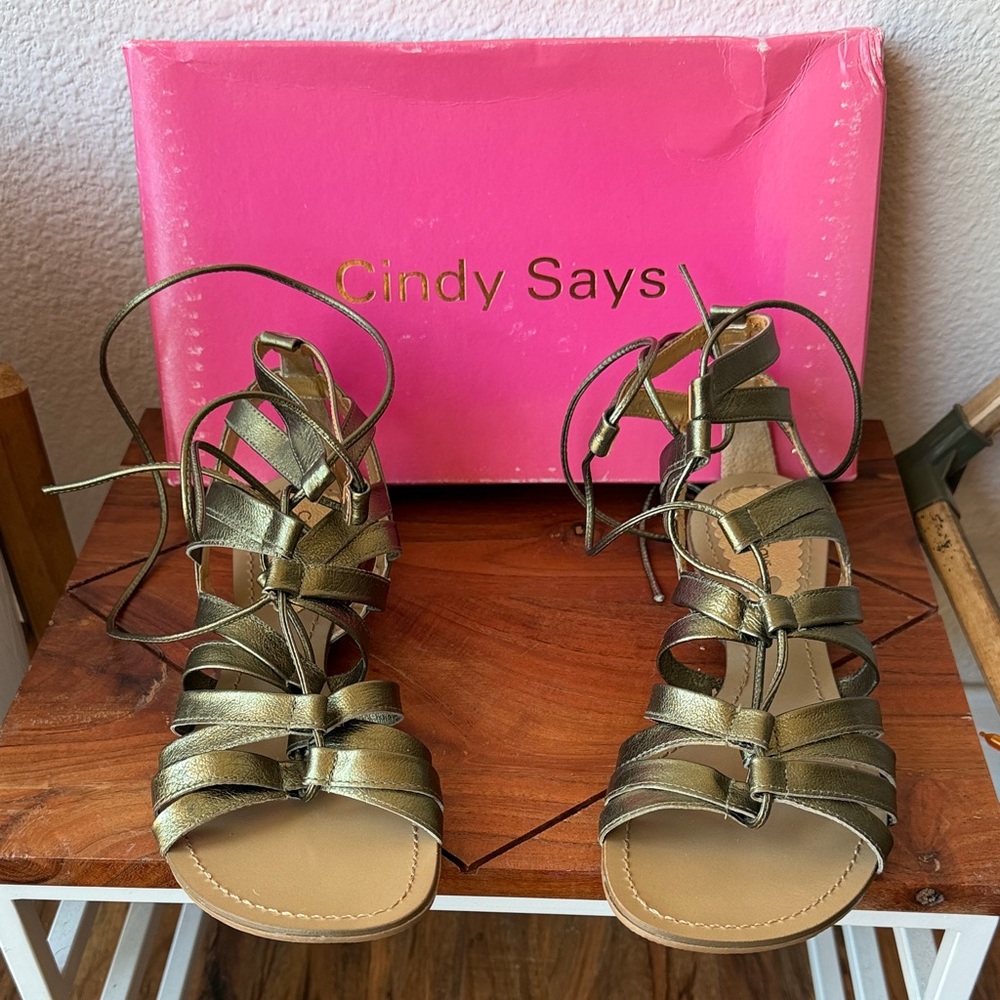 Cindy Says Metallic Copper Lace-Up Gladiator Sandals